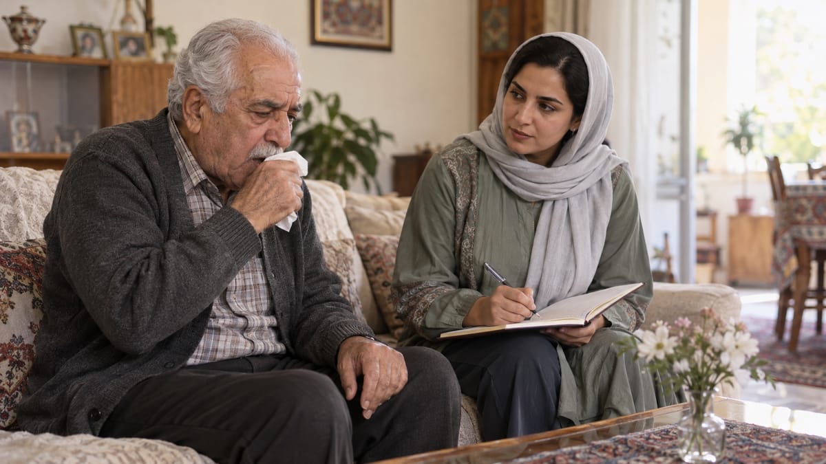 سرفه سالمند در منزل؛ چه اطلاعاتی به پزشک بدهیم؟
