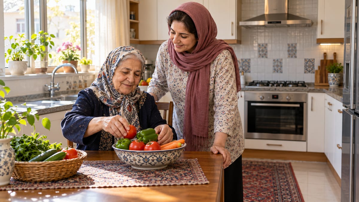 همراهی سالمند در آشپزخانه؛ چک‌لیست خانواده و مراقب